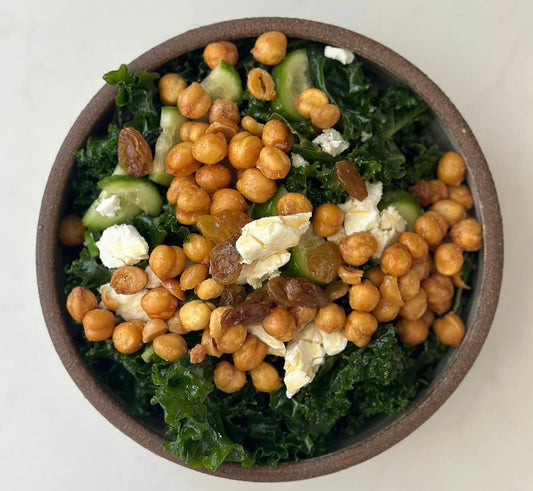 Recipe Spotlight: Easy Kale & Crispy Chickpea Salad (aka the 5 min lunch!)